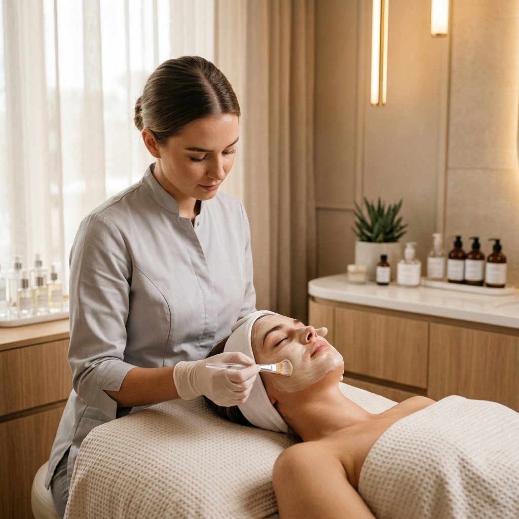 Client receiving a professional facial treatment